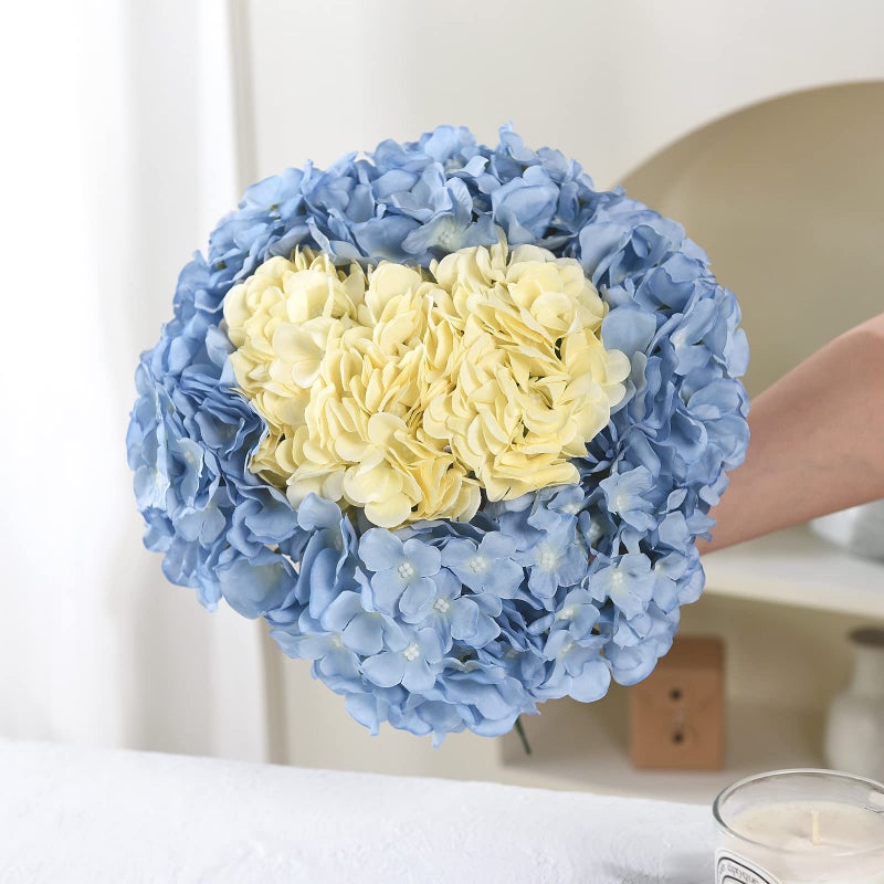 LUSHIDI 10PCS Silk Hydrangea Heads with Stems Artificial Flowers for Wedding Party Home Decor (Champagne) - Image 4